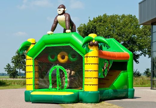 Order shooting combo small jungle bounce house covered, with cannon game and slide for kids. Buy inflatable bounce houses online at JB Inflatables UK