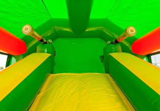 Buy shooting combo small jungle bouncy castle with shooting game and slide for kids. Order inflatable bouncy castles online at JB Inflatables UK