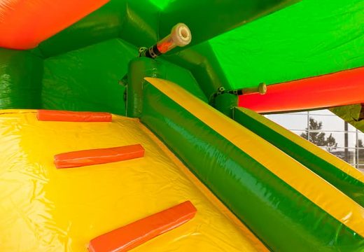 Order shooting combo small jungle bouncy castle with cover, shooting game and slide for kids. Buy bouncy castles online at JB Inflatables UK