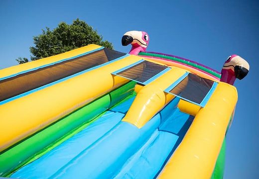Order Drop & Slide Jungle bouncer with double slide for children. Buy inflatable bouncers online at JB Inflatables UK