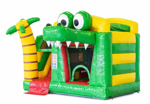 Order a small splash bounce house with swimming pool in a crocodile theme for children at JB Inflatables UK. Buy bounce houses online at JB Inflatables UK.