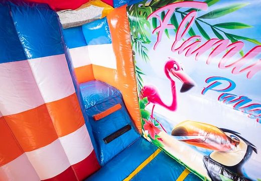 Order an inflatable multiplay bouncer with a 3D object of a flamingo at the top at JB Inflatables UK. Buy bouncers online at JB Inflatables UK