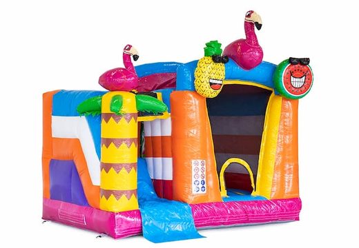 Order indoor inflatable multiplay bounce house in flamingo theme for kids at JB Inflatables UK. Buy bounce houses online at JB Inflatables UK