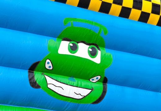 Buy standard bounce houses with a 3D object of a car on the top for kids. Order bounce houses online at JB Inflatables UK