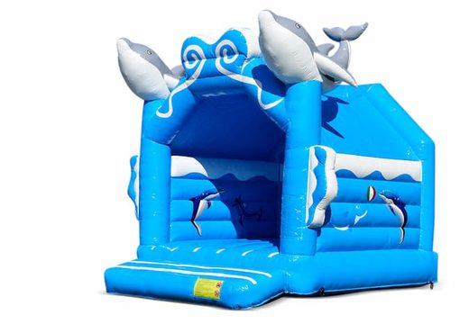 Buy standard 3D dolphin bouncy castles in eye-catching colors for children. Order bouncy castles online at JB Inflatables UK