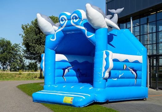 Order standard 3D dolphin bouncy castles in striking colors for children. Buy bouncy castles online at JB Inflatables UK