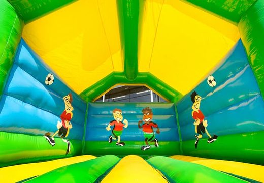 Buy a standard bouncer in striking colors with a large 3D object of a soccer ball for children on top. Buy inflatables bouncers online at JB Inflatables UK