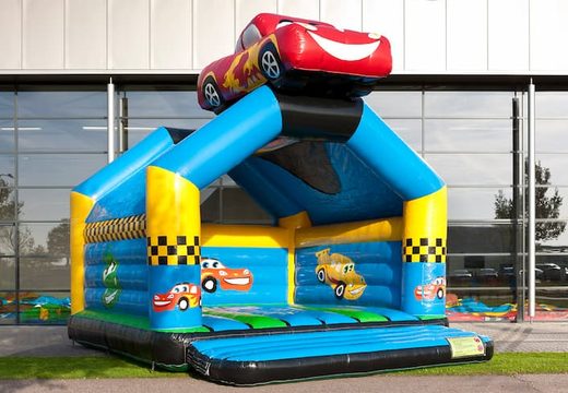 Buy a super bouncy castle covered with cheerful animations in car theme for children. Order bouncy castles online at JB Inflatables UK