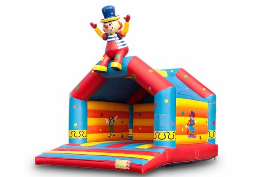 Buy a large indoor bouncy castle in theme seated clown for children. Available at  JB Inflatables UK online