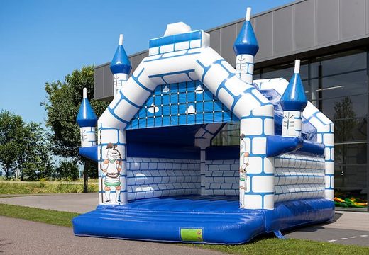 Super bouncy castle with roof in castle theme for kids. Buy bouncy castles online at JB Inflatables UK
