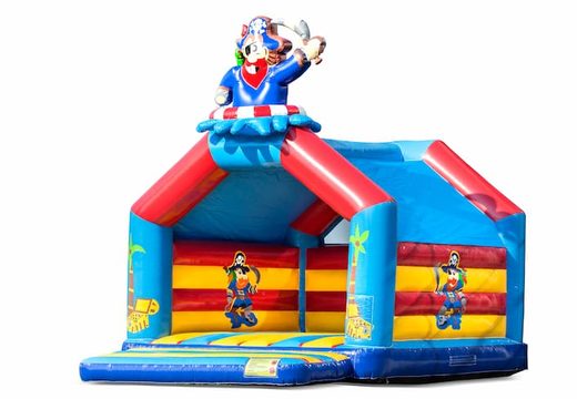 Buy a large indoor bouncy castle in a pirate theme for kids. Available at JB Inflatables UK online