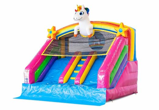 Order a water slide bouncer with a 3D object of a large unicorn on top from JB Inflatables UK. Buy bouncers online now at JB Inflatables UK