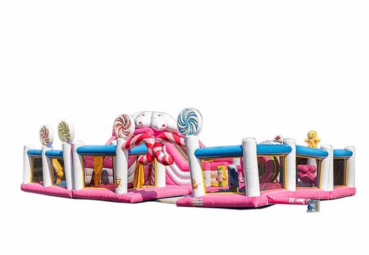 Buy large inflatable bouncy castle in candy theme for children. Order bouncy castles online at JB Inflatables UK