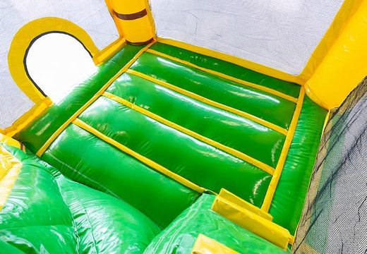 Opblaasbaar Jumpy Happy Splash springkasteel met waterbad bestellen in thema oerwoud jungle voor kids bij JB Inflatables