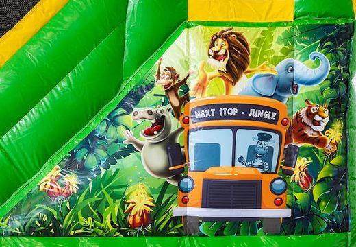 Opblaasbaar Jumpy Happy Splash luchtkussen met zwembad te koop in thema oerwoud jungle voor kids bij JB Inflatables