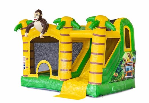 Opblaasbaar Jumpy Happy Splash springkussen met waterbad te koop in thema oerwoud jungle voor kinderen bij JB Inflatables
