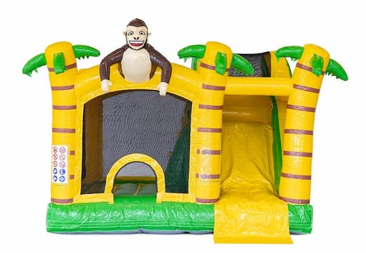 Opblaasbaar Jumpy Happy Splash springkussen met waterbad bestellen in thema oerwoud jungle voor kinderen bij JB Inflatables