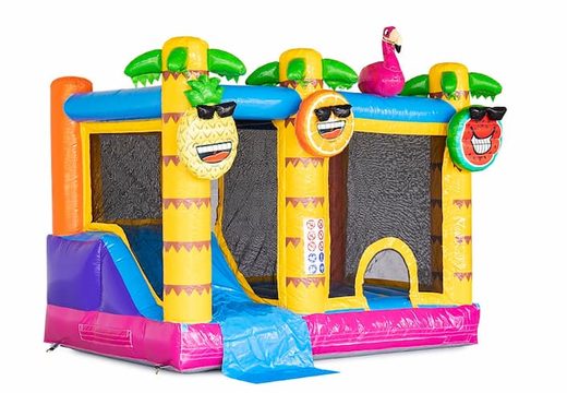 Opblaasbaar Multi Splash Bounce Flamingo springkussen met waterbadje kopen in thema flamingo voor kids bij JB Inflatables