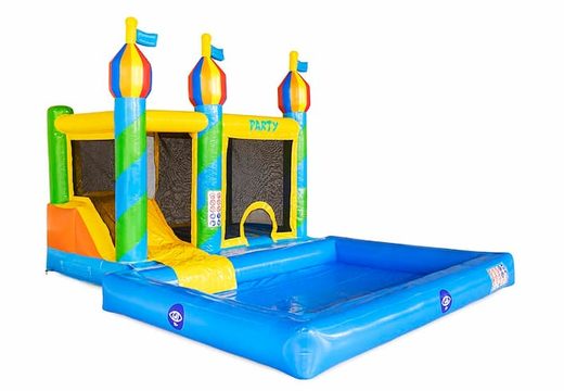 Opblaasbaar Multi Splash Bounce luchtkussen met waterbadje kopen in thema feest party voor kinderen bij JB Inflatables