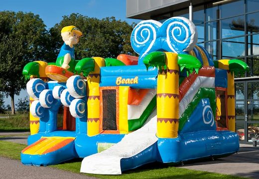 Order medium inflatable beach bouncy castle with slide for children. Buy inflatable bouncy castles online at JB Inflatables UK