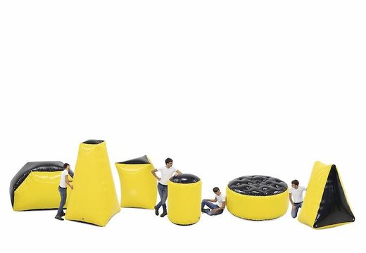 Buy an inflatable yellow battle obstacle set of 6 pieces for both young and old. Order inflatable battle obstacle sets now online at JB Inflatables UK