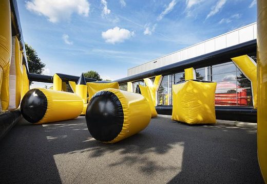 Order unique inflatable yellow Archery Boarding 8 x 16m for both young and old. Buy inflatable arenas online now at JB Inflatables UK