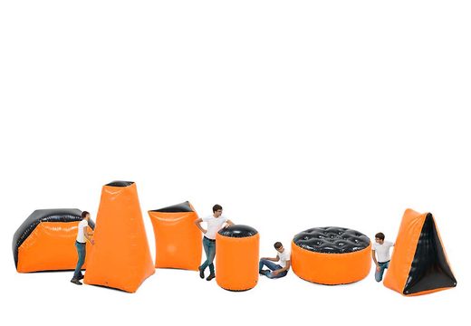 Buy inflatable orange battle obstacle set of 6 pieces for both young and old. Order inflatable battle obstacle sets now online at JB Inflatables UK