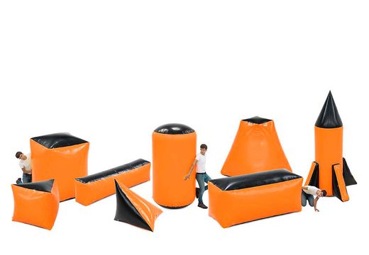 Battle obstacle set of 8 inflatables in the color orange for both young and old. Order inflatable battle obstacle sets now online at JB Inflatables UK