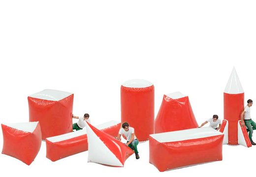 Buy inflatable red battle obstacle set of 8 pieces for both young and old. Order inflatable battle obstacle sets now online at JB Inflatables UK