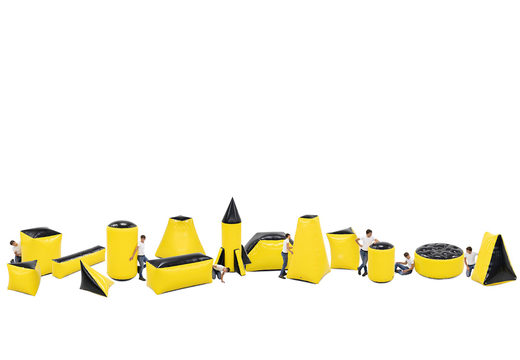 Buy complete archery yellow obstacle set of 14 pieces for both young and old. Order inflatable battle obstacle sets now online at JB Inflatables UK