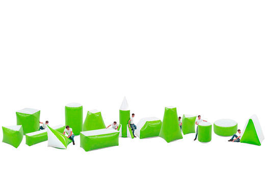 Order complete archery green obstacle set of 14 pieces for both young and old. Buy inflatable battle obstacle sets now online at JB Inflatables UK