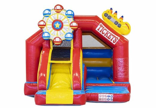 Buy Slide combo inflatable bouncy castle in rollercoaster theme red for children