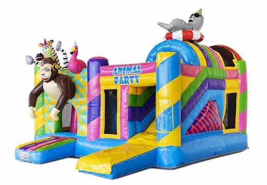 Inflatable Bouncer With Slide With Party Animals For Sale For Kids