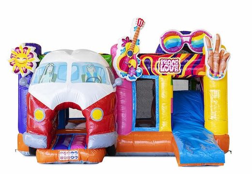 Buy inflatable air cushion with slide in Hippy theme with Volkswagen van for children