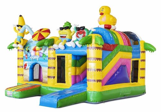 Summer party themed inflatable bouncer with slide for sale for kids