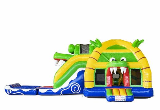 Buy large inflatable bouncy castle with slide in crocodile theme