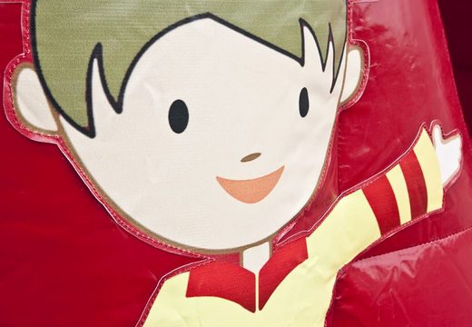 Buy an inflatable air cushion covered in a fire brigade theme for children
