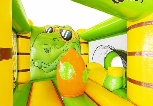 Buy compact inflatable bouncer in dino theme including slide for children