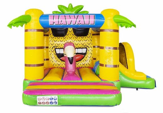 buy compact inflatable bouncy castle with slide in hawaii theme with many colors