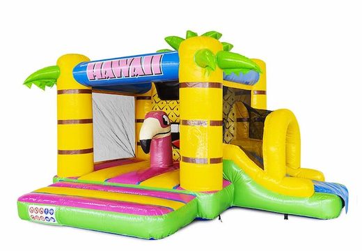 Hawaii themed compact inflatable air cushion with slide with many colors for sale