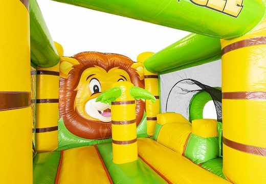 Order compact inflatable air cushion with slide in jungle theme for children