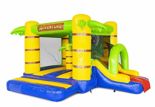 Order small inflatable bouncy castle with slide in crocodile theme for kids