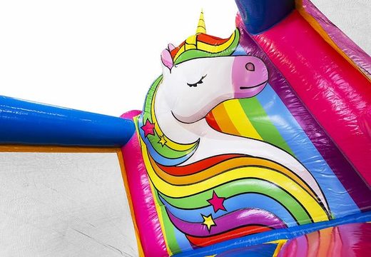 compact inflatable air cushion with slide in unicorn theme for sale
