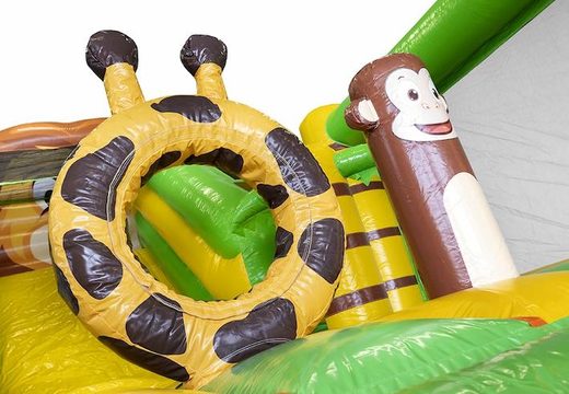 Order inflatable slide with bouncy castle section in jungle theme for children