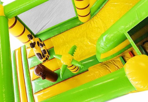 Jungle slide inflatable with bouncy castle section and obstacles for sale for kids