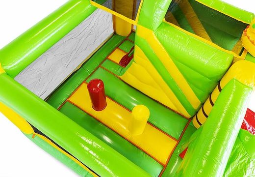 buy a small inflatable bouncy castle with obstacles and slide in dino theme