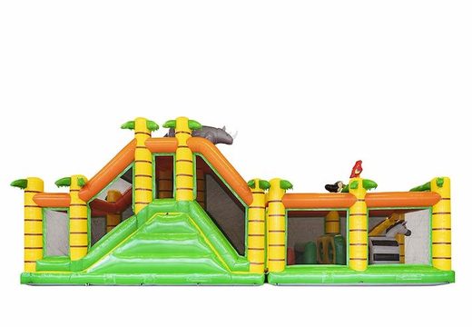 large safari themed inflatable obstacle course for sale for kids