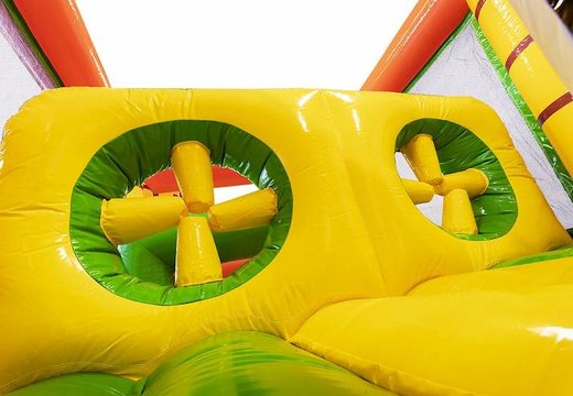 Large bouncy castle obstacle course in safari theme with 3d animals on it for sale for children
