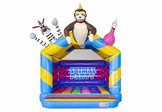 Buy standard inflatable bouncy castle in animal party theme with 3d animals on it
