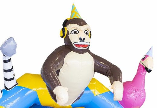Standard inflatable inflatable bouncer in animal party theme with 3d animals on it for sale